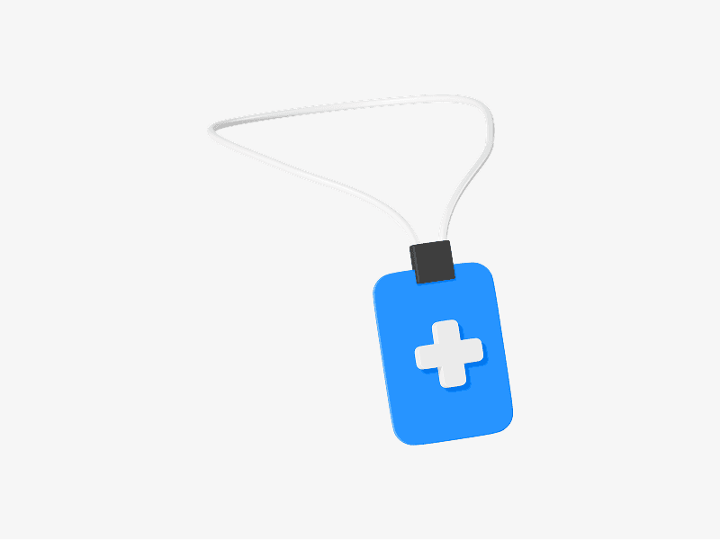Medical ID tag with cross shown as a 3D illustration
