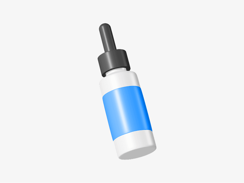 Small medicine bottle with dropper shown as a 3D illustration