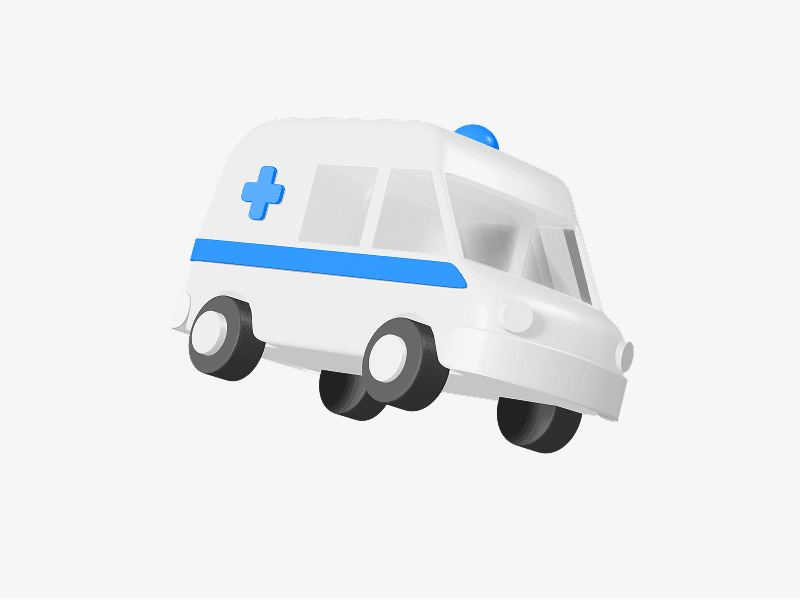 Ambulance vehicle shown as a simple 3D illustration