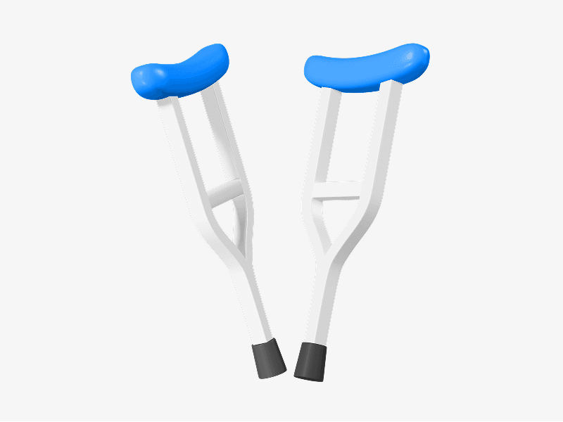 Pair of medical crutches shown as a 3D illustration