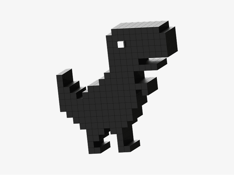 Pixel style 3D dinosaur character