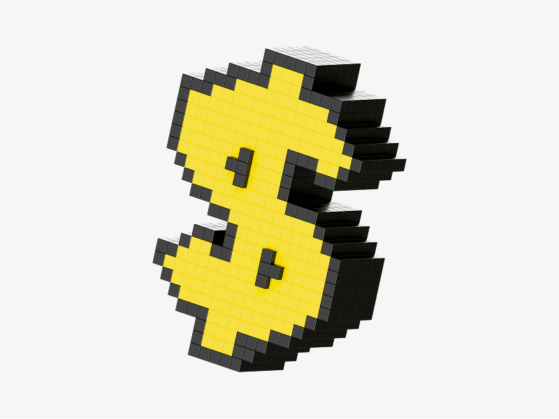 Pixel style 3D dollar symbol