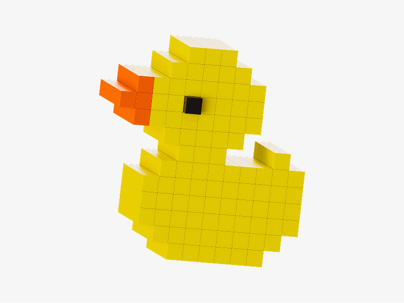 Pixel style 3D yellow rubber duck