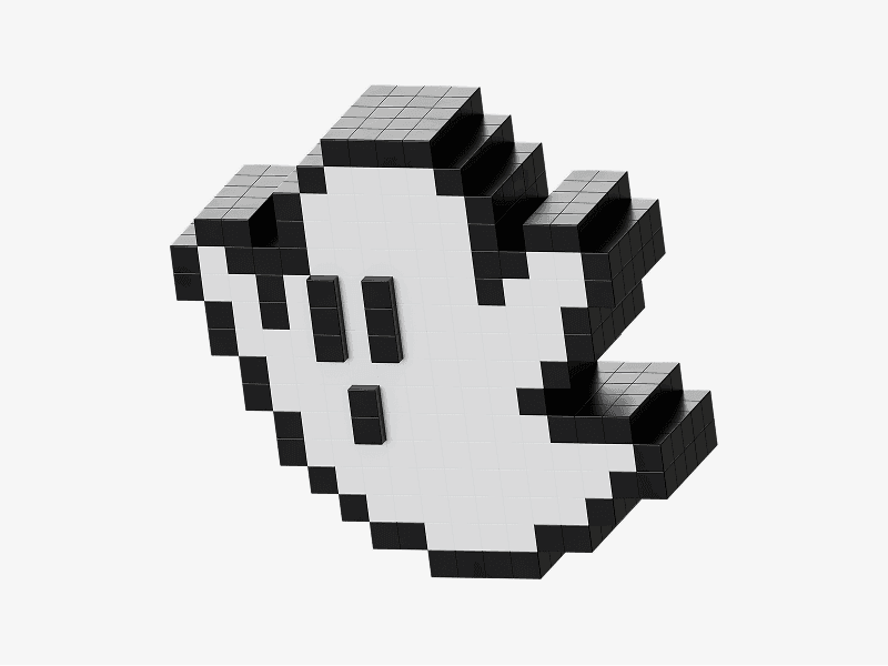 Pixel style 3D ghost character