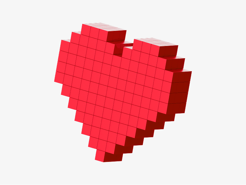 Pixel style 3D red heart icon