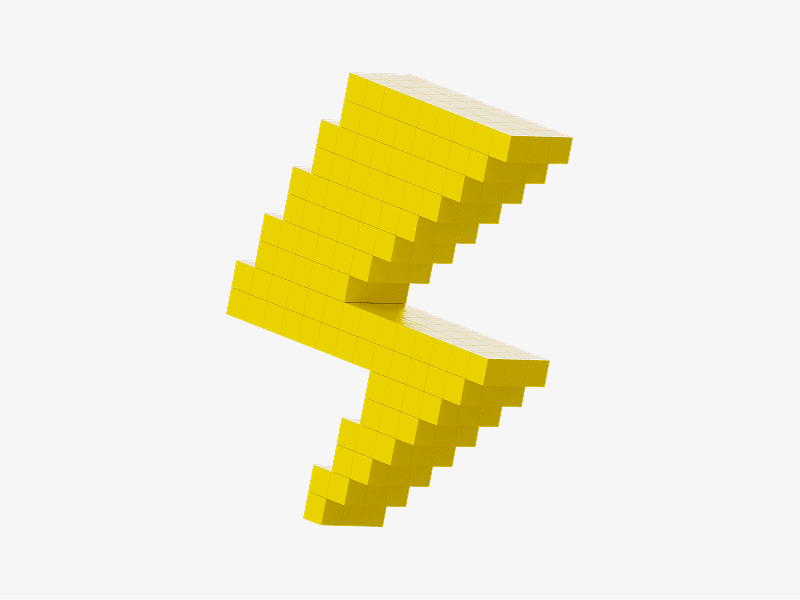Pixel style 3D lightning bolt icon