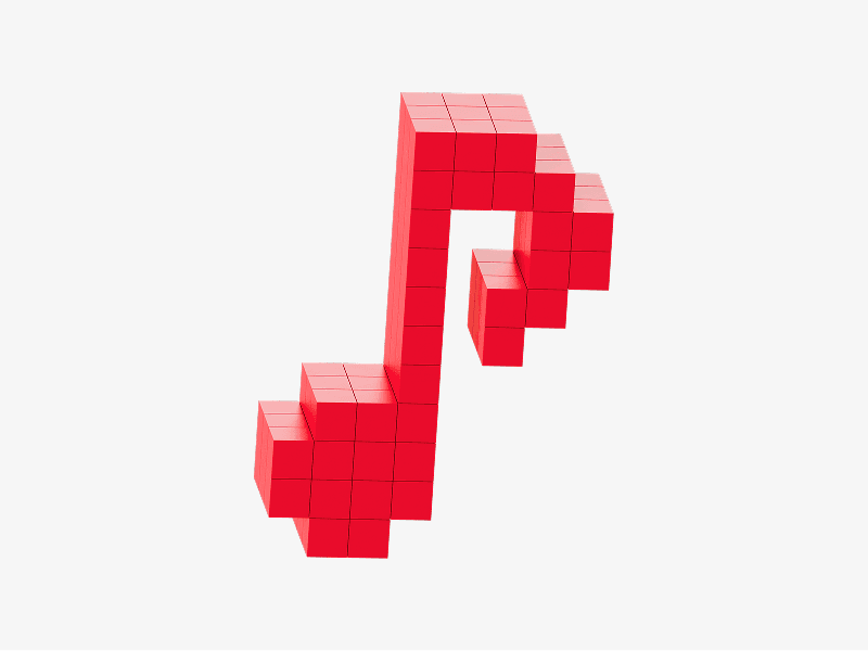 Pixel style 3D music note
