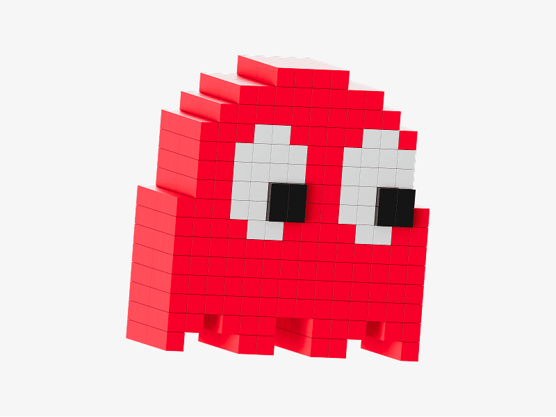 Pixel style 3D yellow arcade character