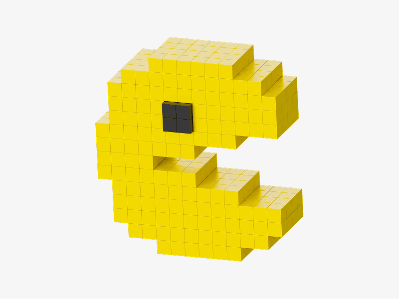Pixel style 3D yellow arcade chomper character