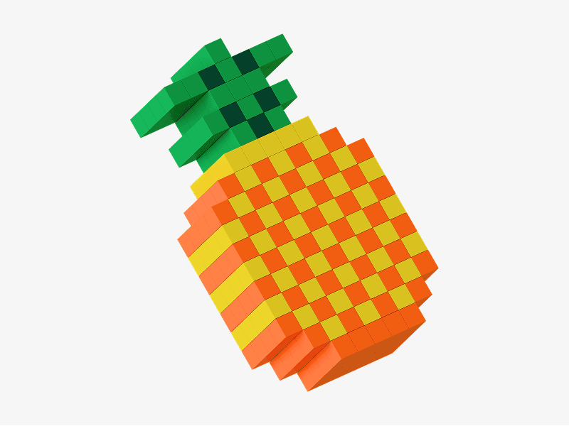 Pixel style 3D pineapple fruit