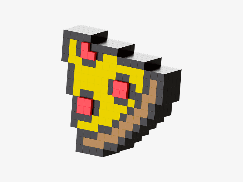 Pixel style 3D pizza slice