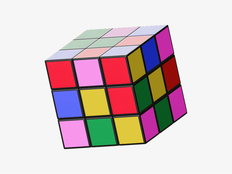 Pixel style 3D colorful cube puzzle
