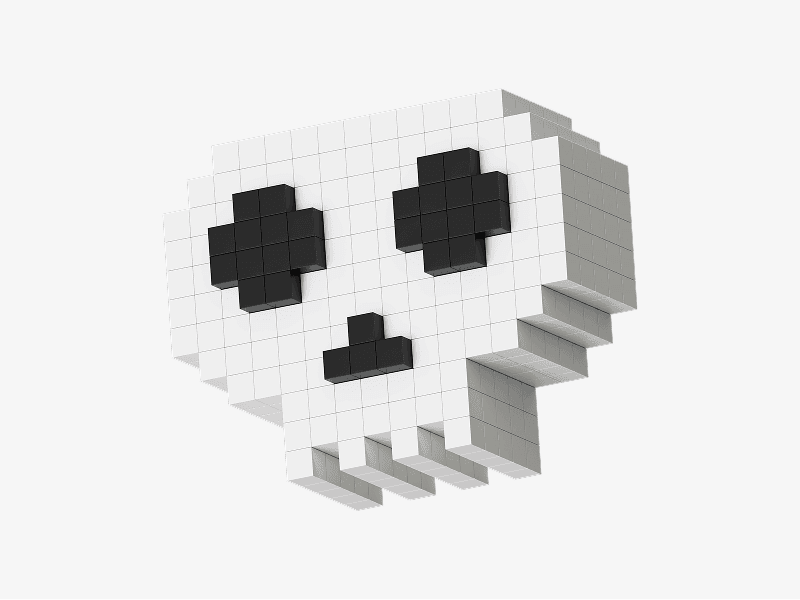 Pixel style 3D skull icon