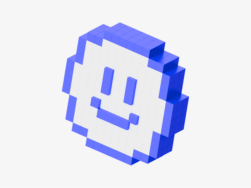 Pixel style 3D smiling face