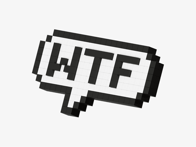 Pixel style 3D chat bubble with WTF text