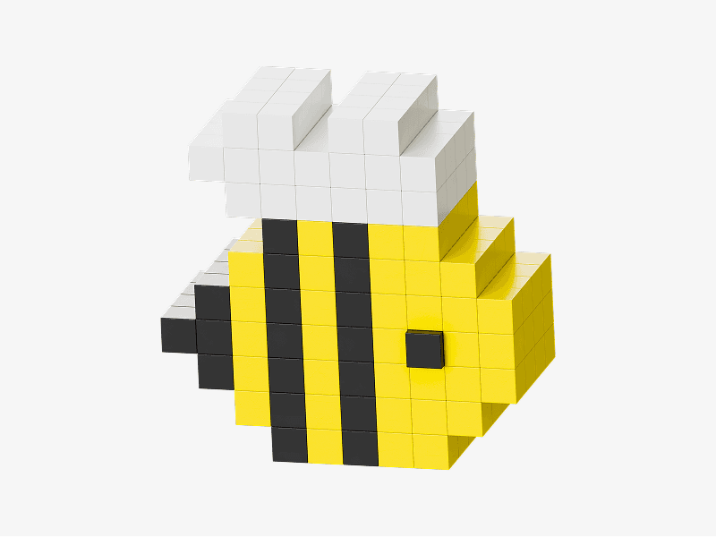 Cute pixel style bee made in 3d blocks