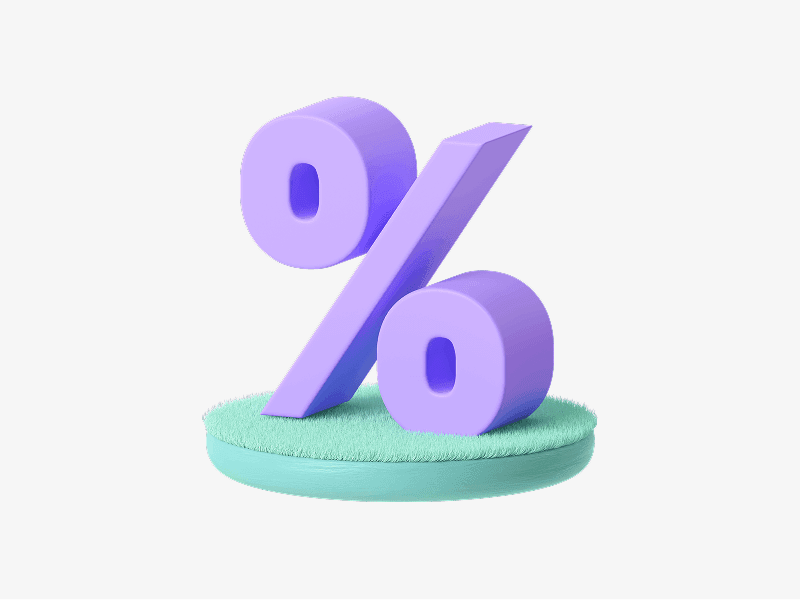 Percent symbol shown as a 3D illustration