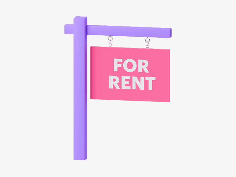 For rent signboard shown as a 3D illustration