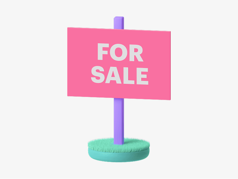For sale signboard shown as a 3D illustration