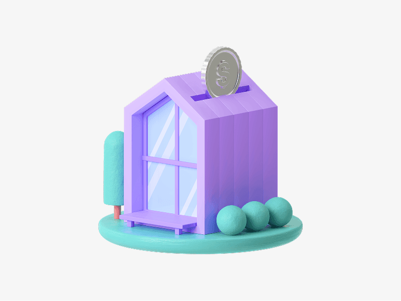 Modern house building shown as a 3D illustration