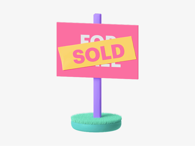 Sold signboard shown as a 3D illustration