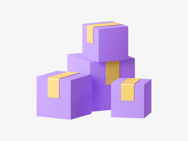 Stacked moving boxes shown as a clean 3D illustration