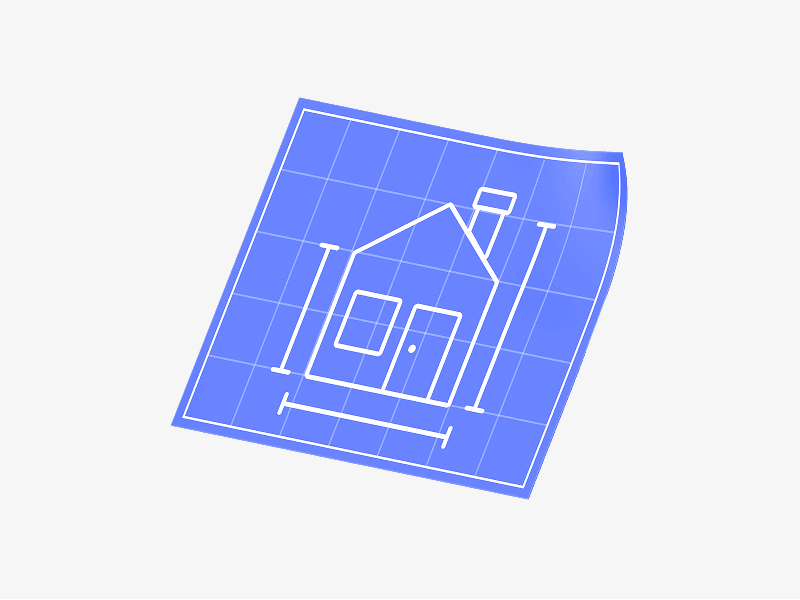 House floor plan blueprint shown as a 3D illustration