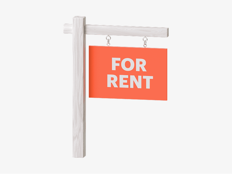 For rent signboard on a post shown as a 3D illustration