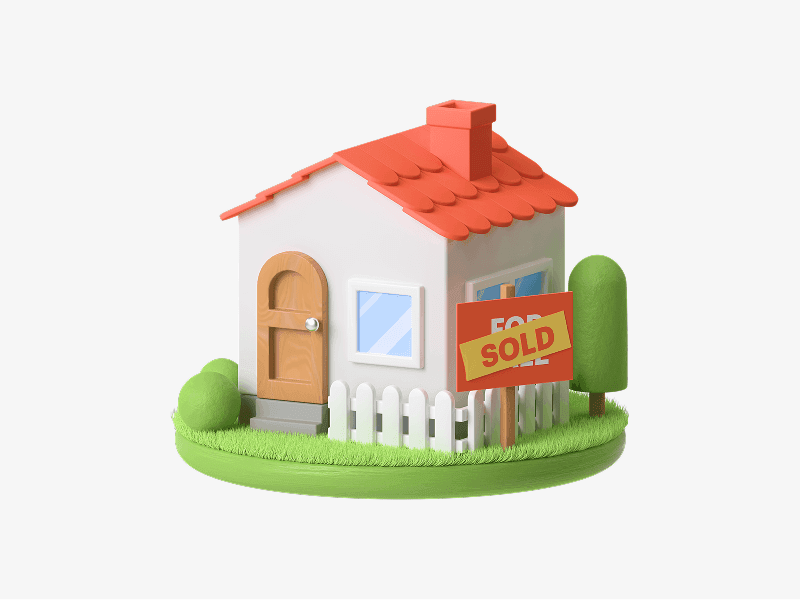 House with sold label shown as a 3D illustration