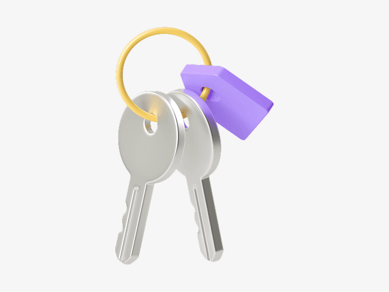 House keys on a keychain shown as a 3D illustration