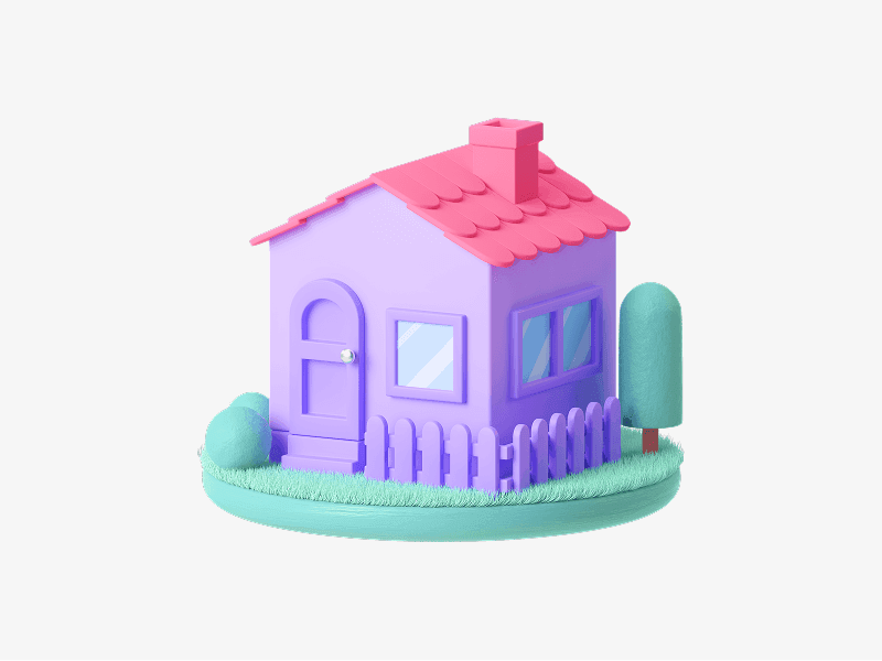 Small residential house shown as a 3D illustration