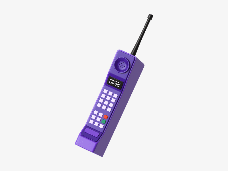 Old style mobile phone displayed as a simple 3D illustration