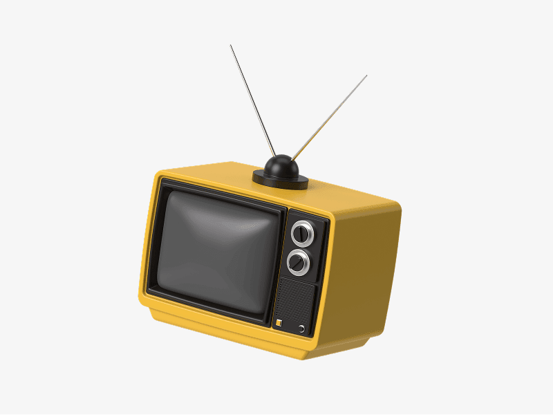 Vintage television with antenna displayed as a 3D illustration