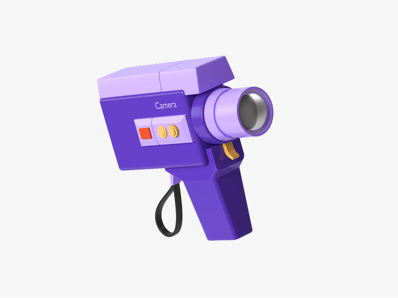 Retro video camera camcorder illustrated in a 3D style