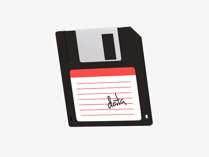 Classic floppy disk represented as a clean retro 3D illustration