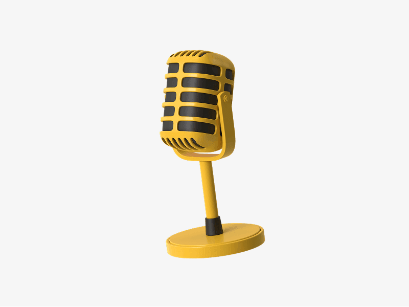 Vintage style studio microphone shown as a 3D illustration