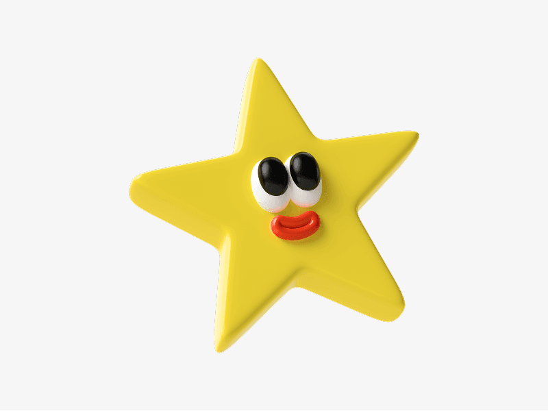 Smiling star character shown as a friendly 3D illustration