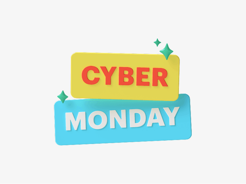 Cyber Monday sign displayed as a stacked 3D illustration