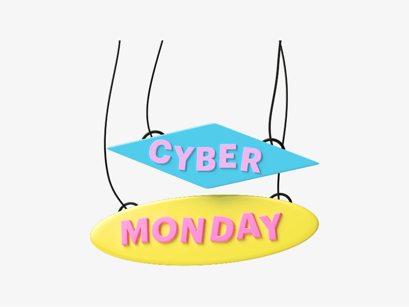 Hanging Cyber Monday tag shown as a 3D illustration