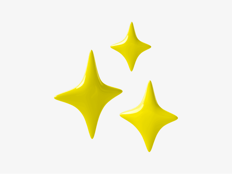 Sparkle star icons displayed as shiny 3D illustrations