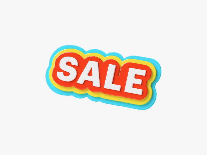 SALE text in a rounded bubble style shown as a 3D illustration