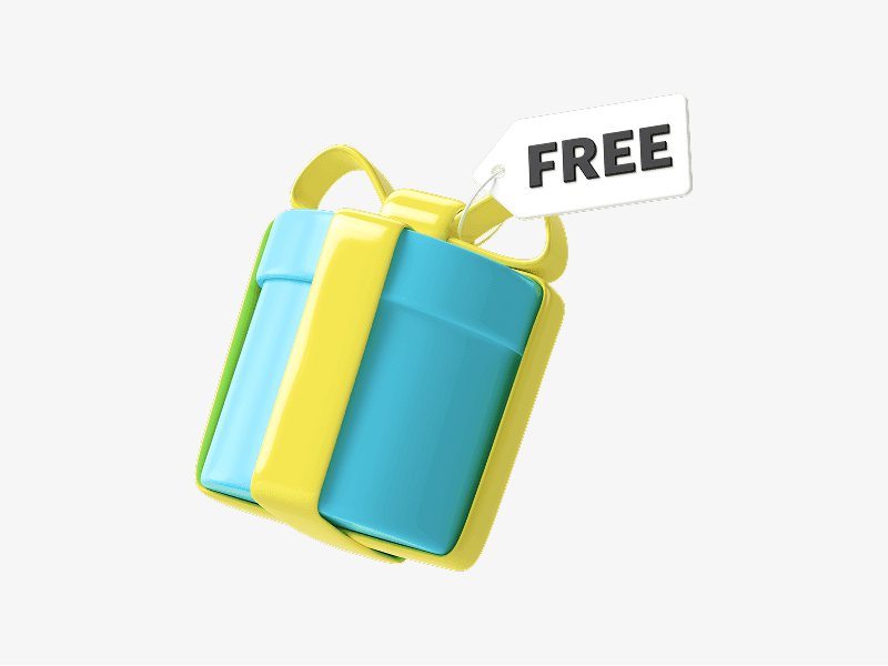 Shopping bag with free tag shown as a clean 3D illustration