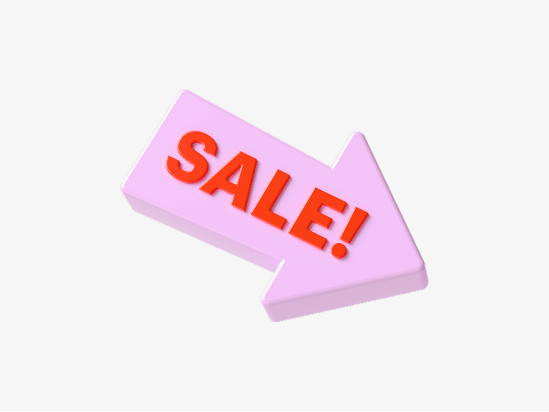 Arrow sign with SALE text shown as a bold 3D illustration