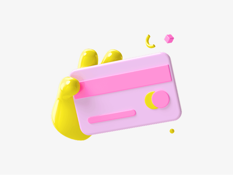 Credit card with sparkles shown as a 3D illustration