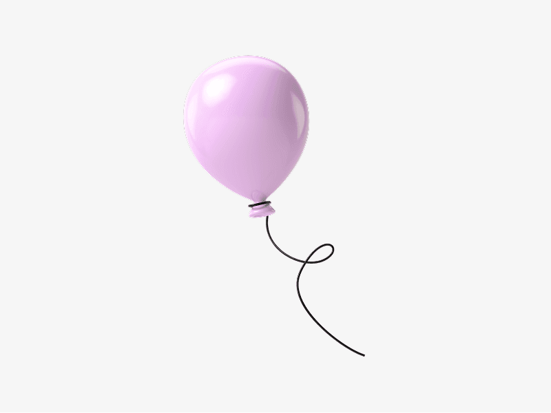 Single balloon floating shown as a simple 3D illustration