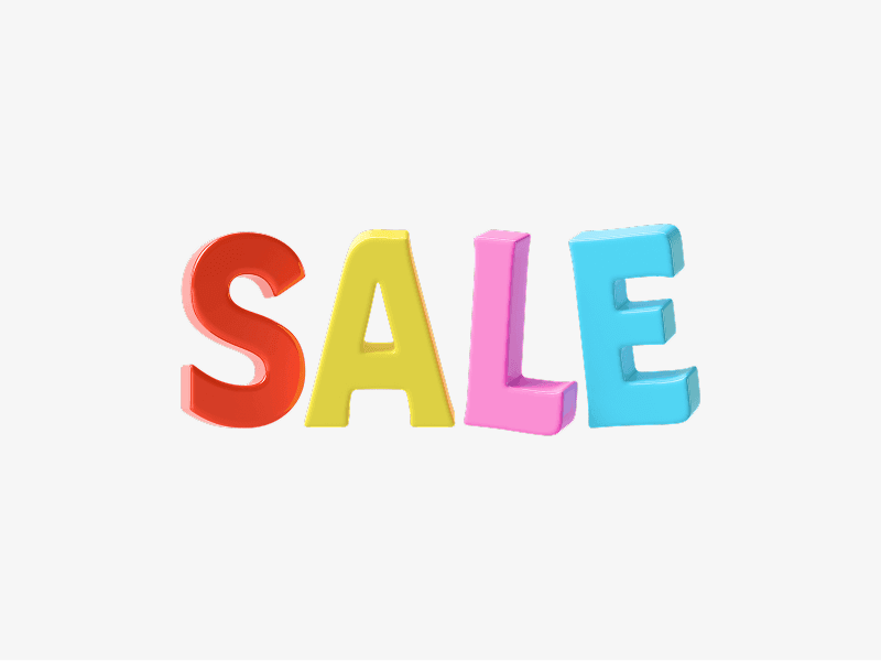 SALE word displayed as a colorful 3D illustration