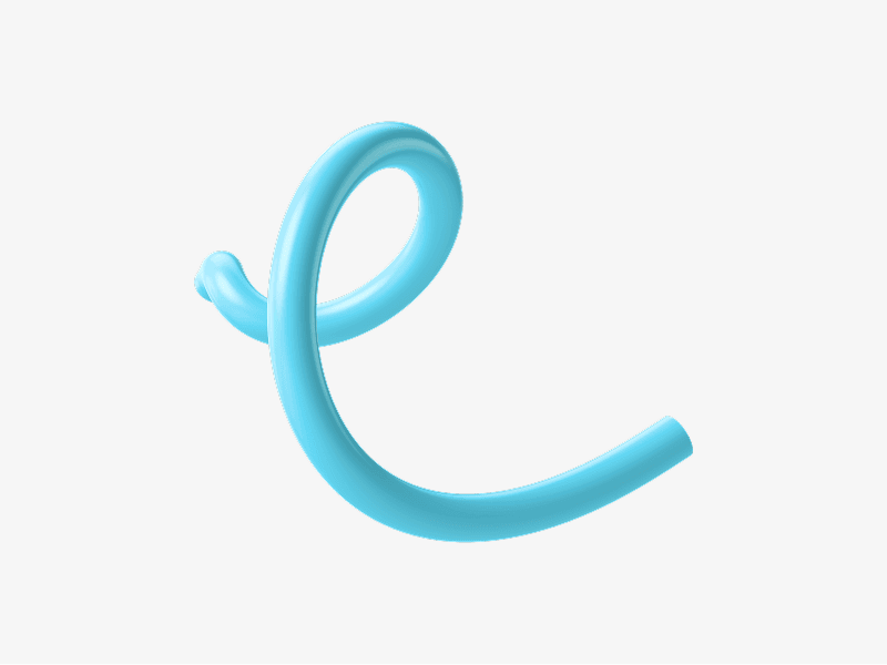 Curly decorative line shown as a smooth 3D illustration