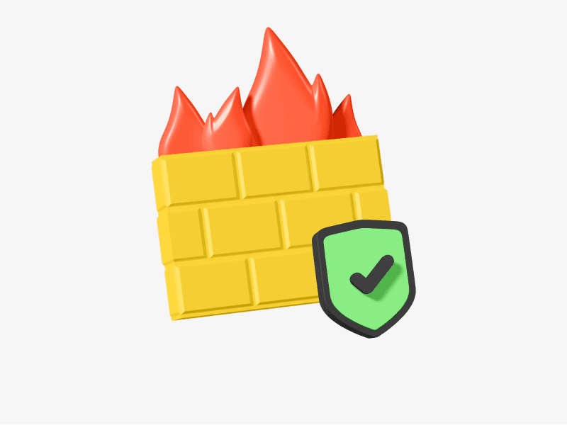 3d illustration of firewall with shield