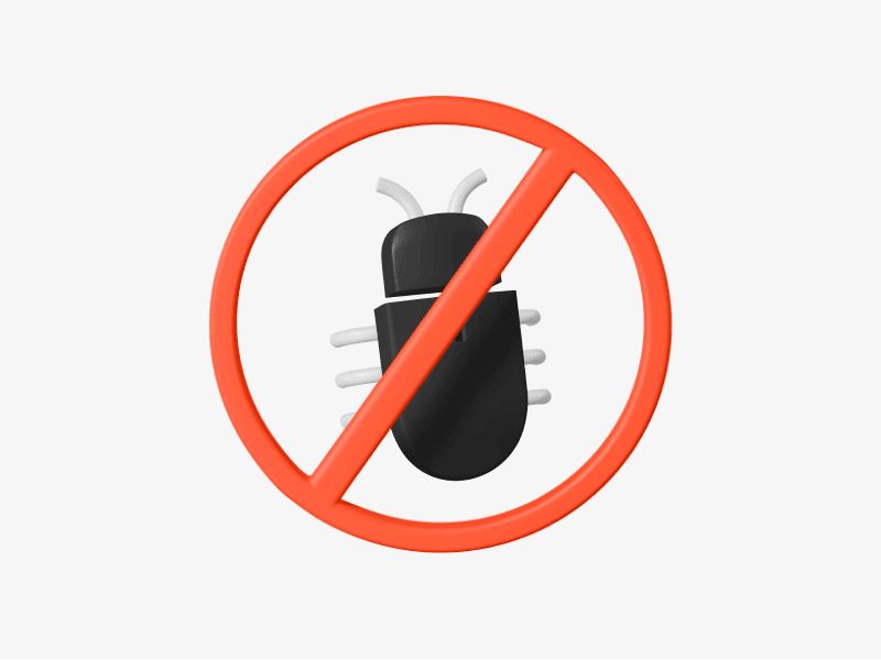3d illustration of blocked bug symbol