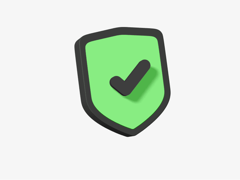 3d illustration of shield with check mark